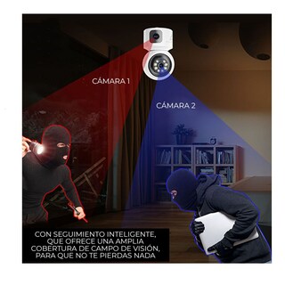 Foto 7 | Camara De Seguridad Doble Lente Hd 1080p Wifi Ptz 360 Grados Android Iphone