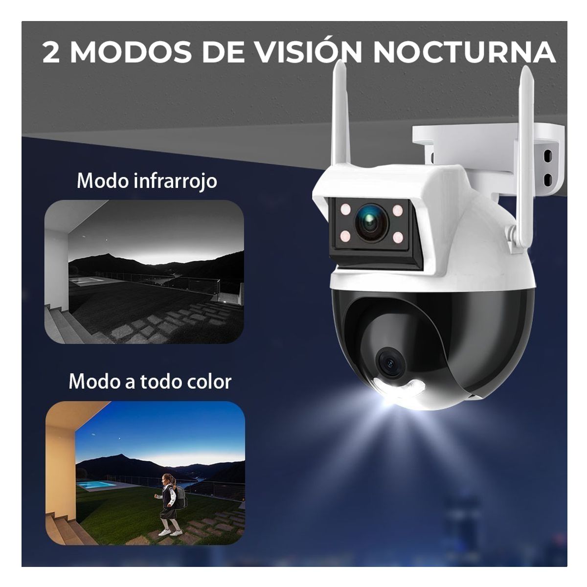 Foto 7 pulgar | Camara De Seguridad Doble Lente 2+2mpx Wifi Ptz 360 Grados Para Interiores Y Exteriores