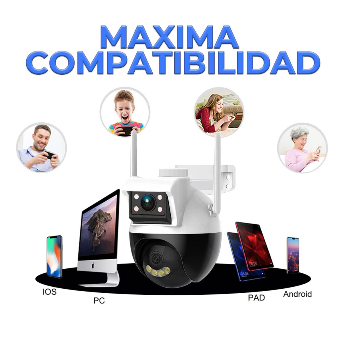 Foto 8 pulgar | Camara De Seguridad Doble Lente 2+2mpx Wifi Ptz 360 Grados Para Interiores Y Exteriores