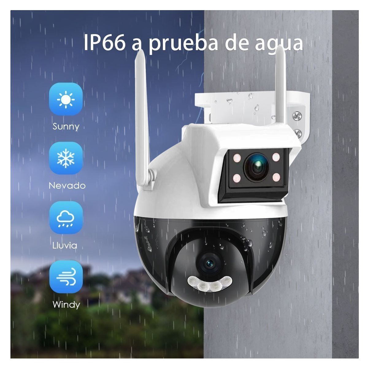 Foto 9 pulgar | Camara De Seguridad Doble Lente 2+2mpx Wifi Ptz 360 Grados Para Interiores Y Exteriores