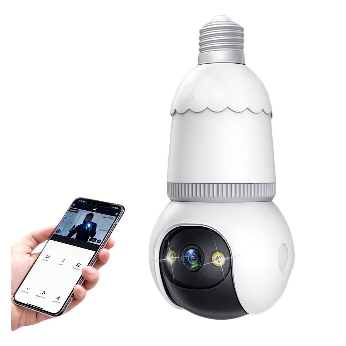 Camara De Vigilancia Wifi Tipo Foco 4mpx Con Luz Led Vision Nocturna Con Movimiento