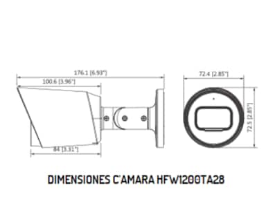 Foto 3 | Cámara Bullet Dahua Dh-hac-hfw1200tn-a Color Blanco Micrófono Integrado, Lente 2.8 Mm, Ángulo De Visión De 10