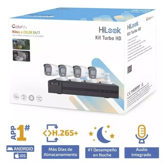 Foto 5 | Kit Camara Hilook Hl1080cv/a Color Blanco 2 Mpx 4 Camaras Microfono