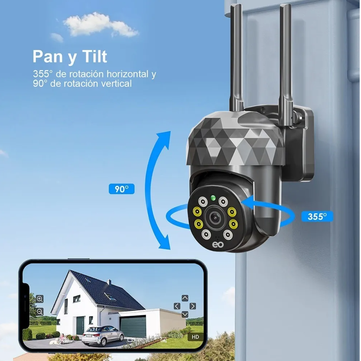 Foto 3 pulgar | Language Cámara Seguridad Wifi 2mp Hd Videovigilancia Remota/alarmaa Eo Safe Imports Esi-3421-1 Negro