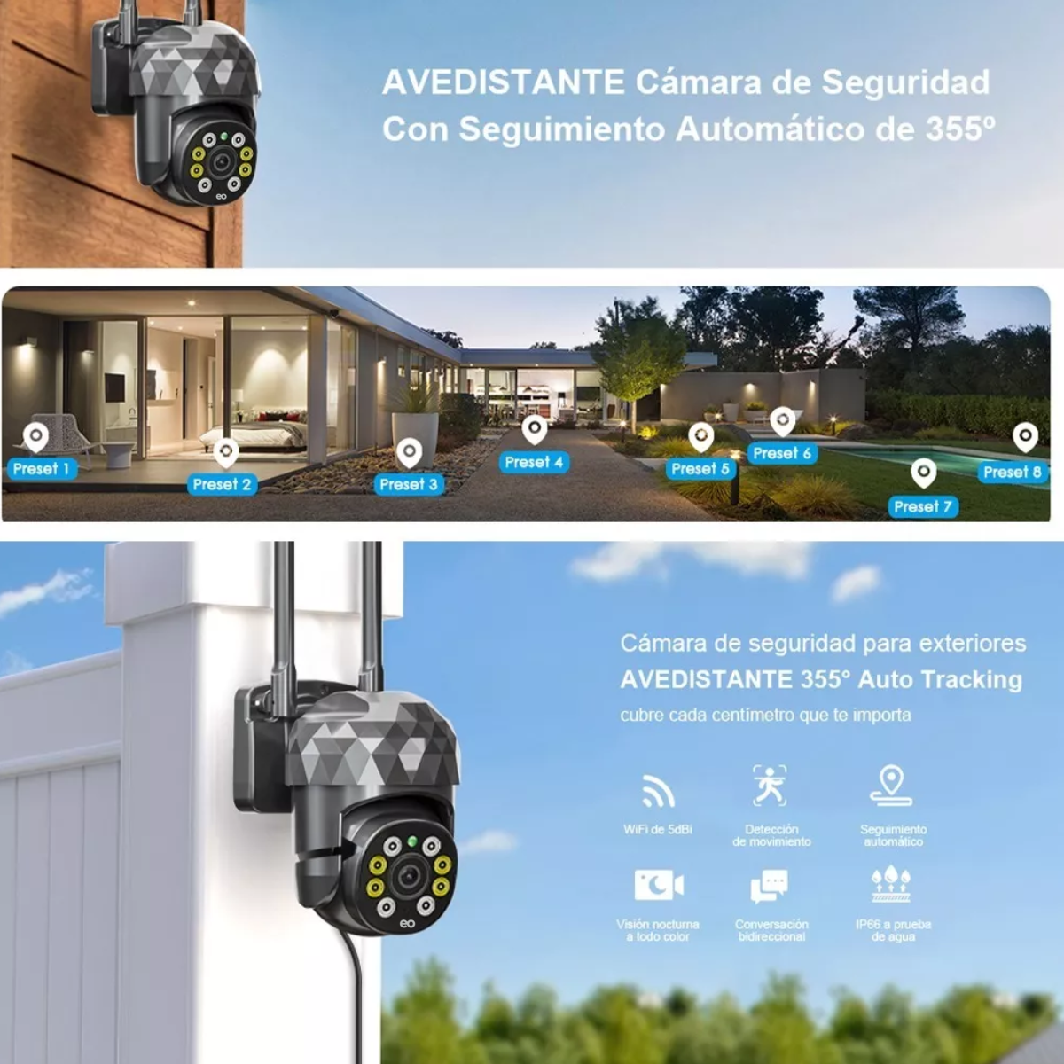 Foto 4 pulgar | Language Cámara Seguridad Wifi 2mp Hd Videovigilancia Remota/alarmaa Eo Safe Imports Esi-3421-1 Negro