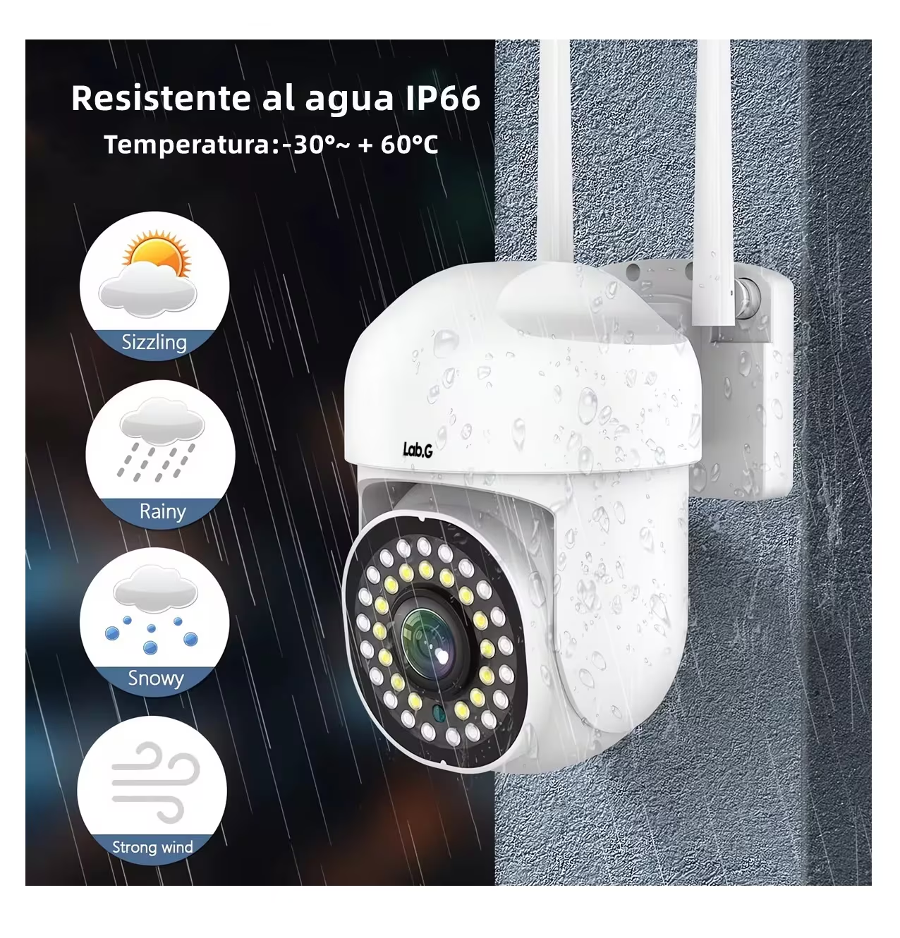 Foto 3 pulgar | Cámara De Seguridad Exterior Lab.g Wifi Hd 360° 2 Pcs Blanco