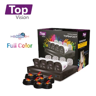 Foto 1 | Kit De Vigilancia Top Vision 4 Cámaras Bala Color De Noche Micrófono Integrado Grabador Dvr 4 Canales Hd 4 Cab