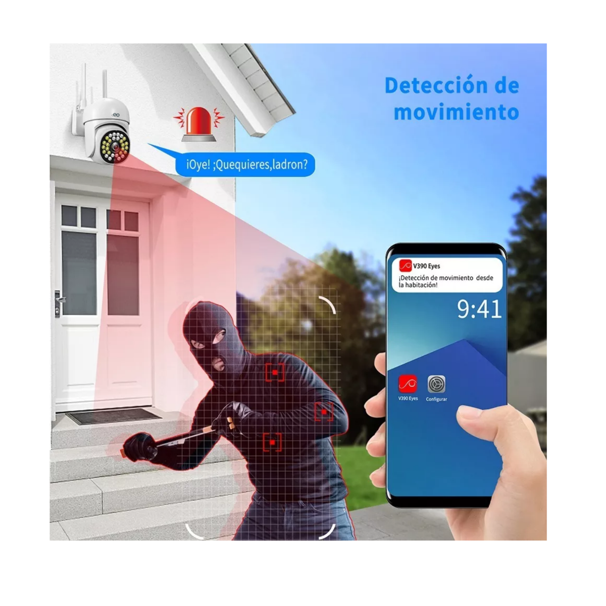 Foto 3 | Cámaras De Seguridad Cámara Wifi Exterior Eo Safe Imports Esi-5549-1 Blanco