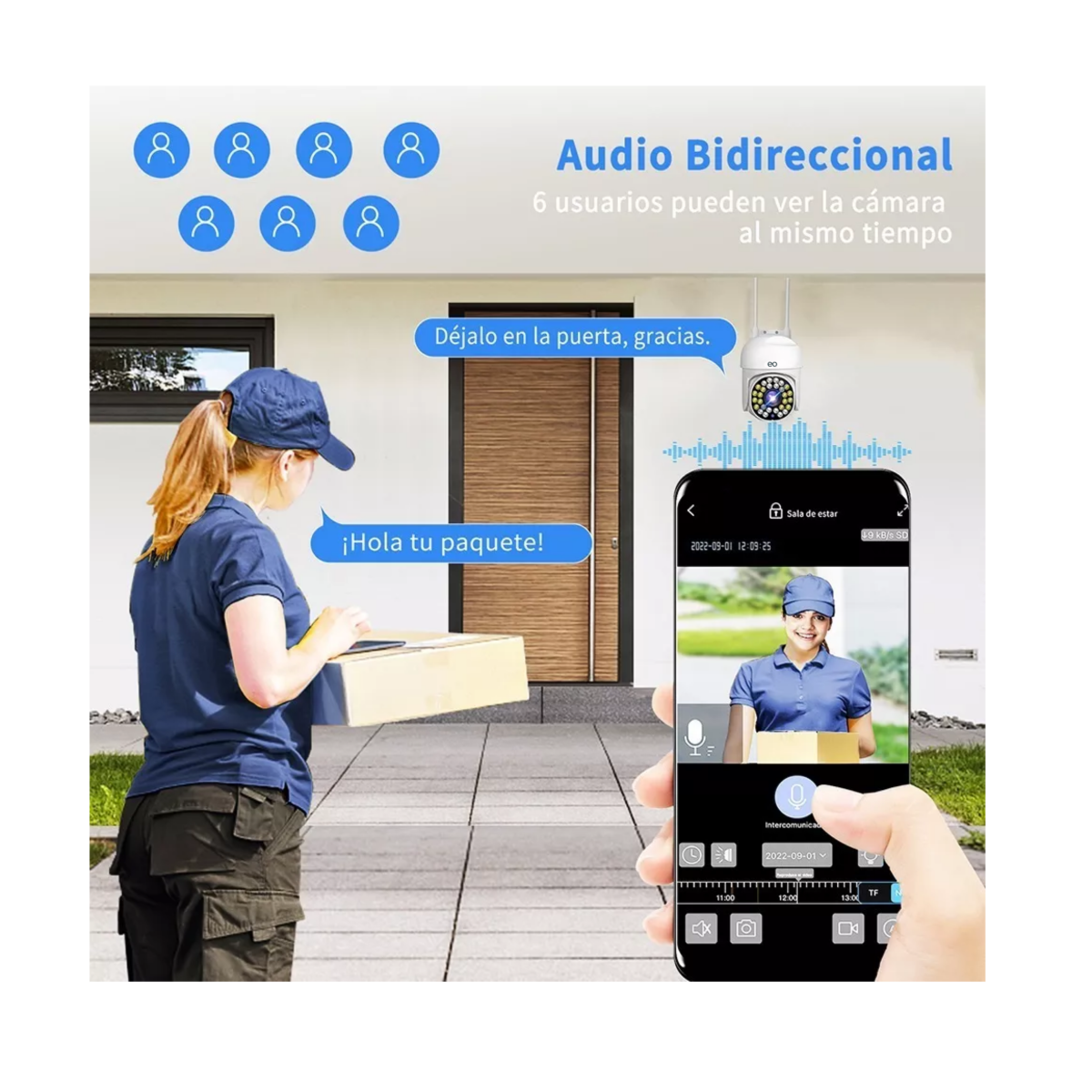 Foto 5 pulgar | Cámaras De Seguridad Cámara Wifi Exterior Eo Safe Imports Esi-5549-1 Blanco