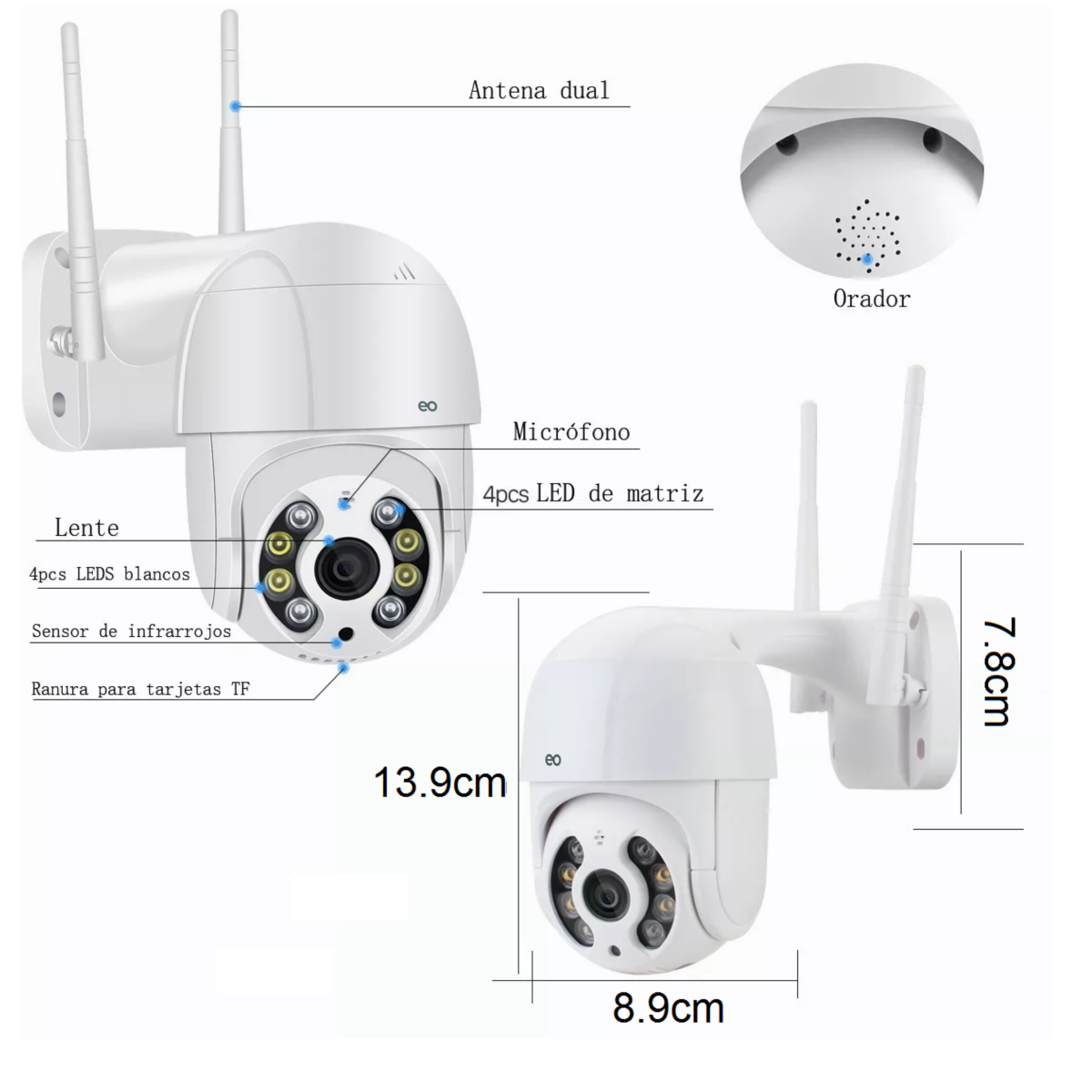 Foto 3 pulgar | Cámara Ip Hd 1080p Wifi Con Alarma De Seguimiento Eo Safe Imports Esi-3419-1 Blanco