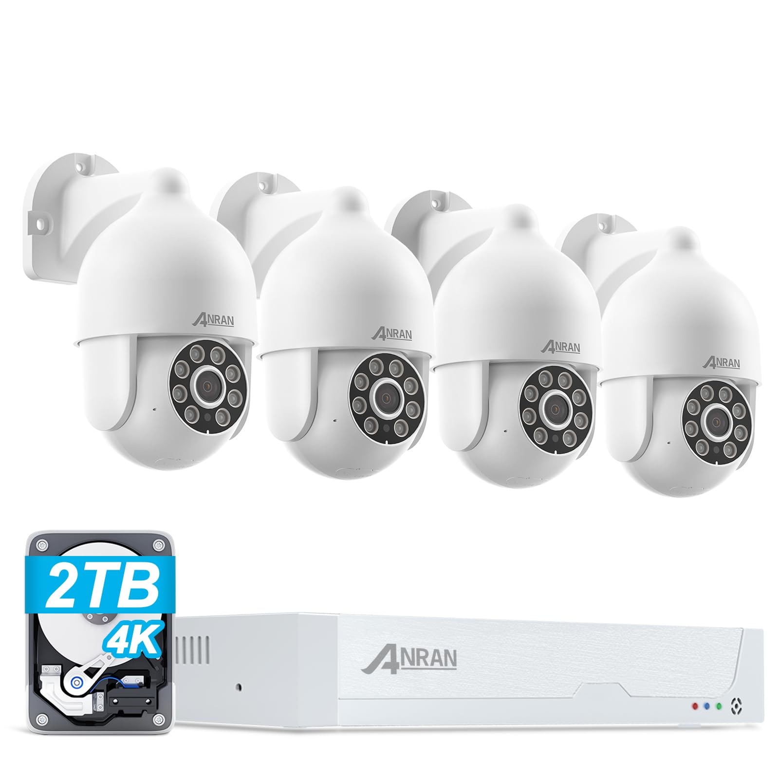 Sistema De Cámaras De Seguridad Anran 4k 8mp Ptz Poe Ip 4 - Venta Internacional.