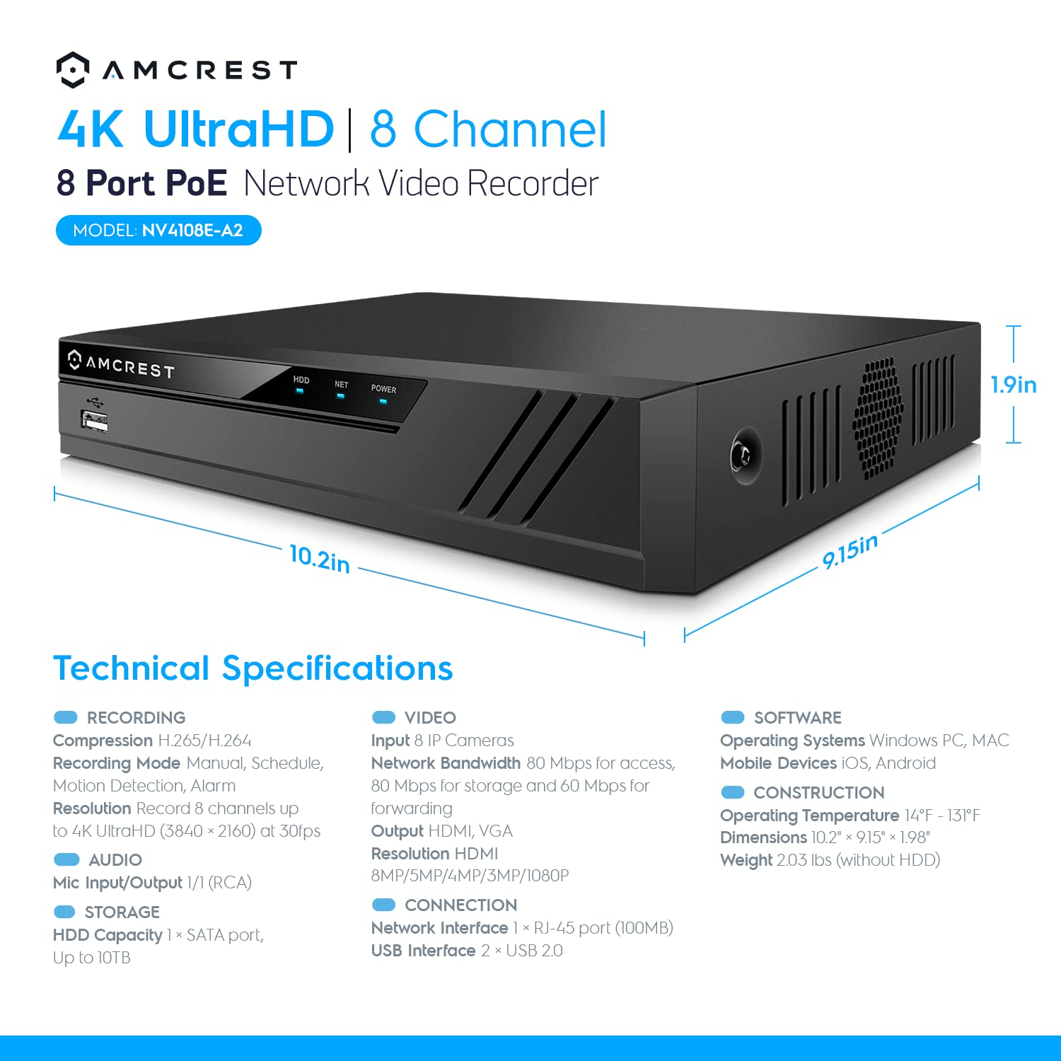 Foto 4 pulgar | Sistema De Cámaras De Seguridad Amcrest 5mp 4k 8ch Nvr Con 4 Cámaras - Venta Internacional.