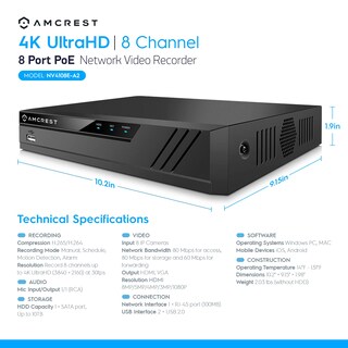 Foto 3 | Sistema De Cámaras De Seguridad Amcrest 5mp 4k 8ch Nvr Con 4 Cámaras - Venta Internacional.