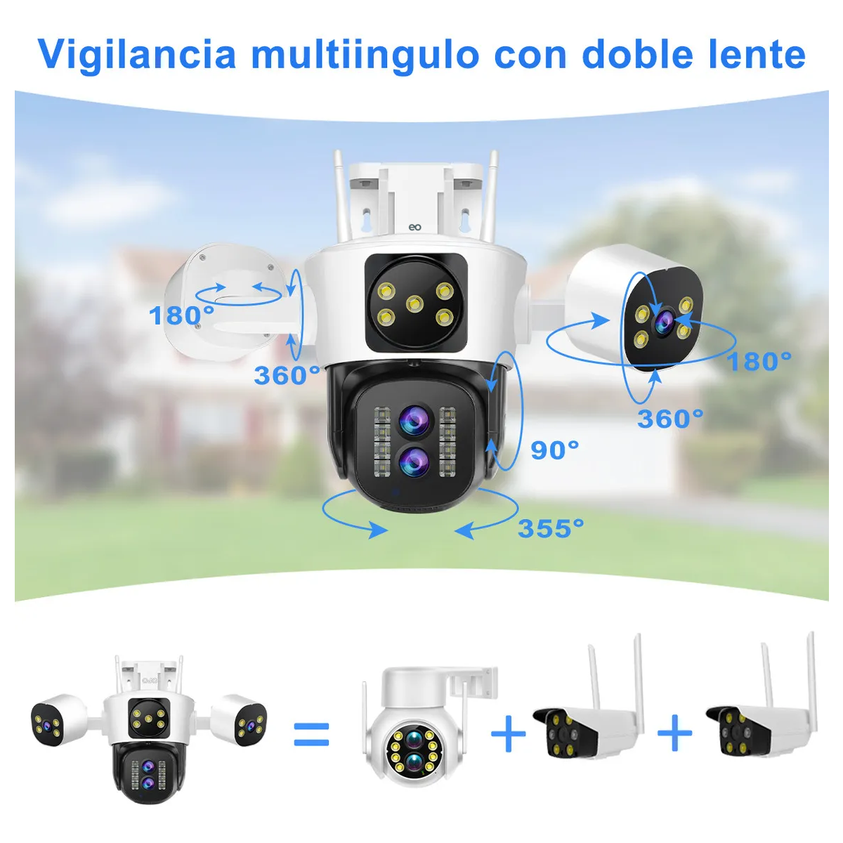 Foto 5 pulgar | Cámaras De Seguridad 16mp Cuatro Lentes Zoom 10x 1440p Eo Safe Imports Esi-19552 Blanco