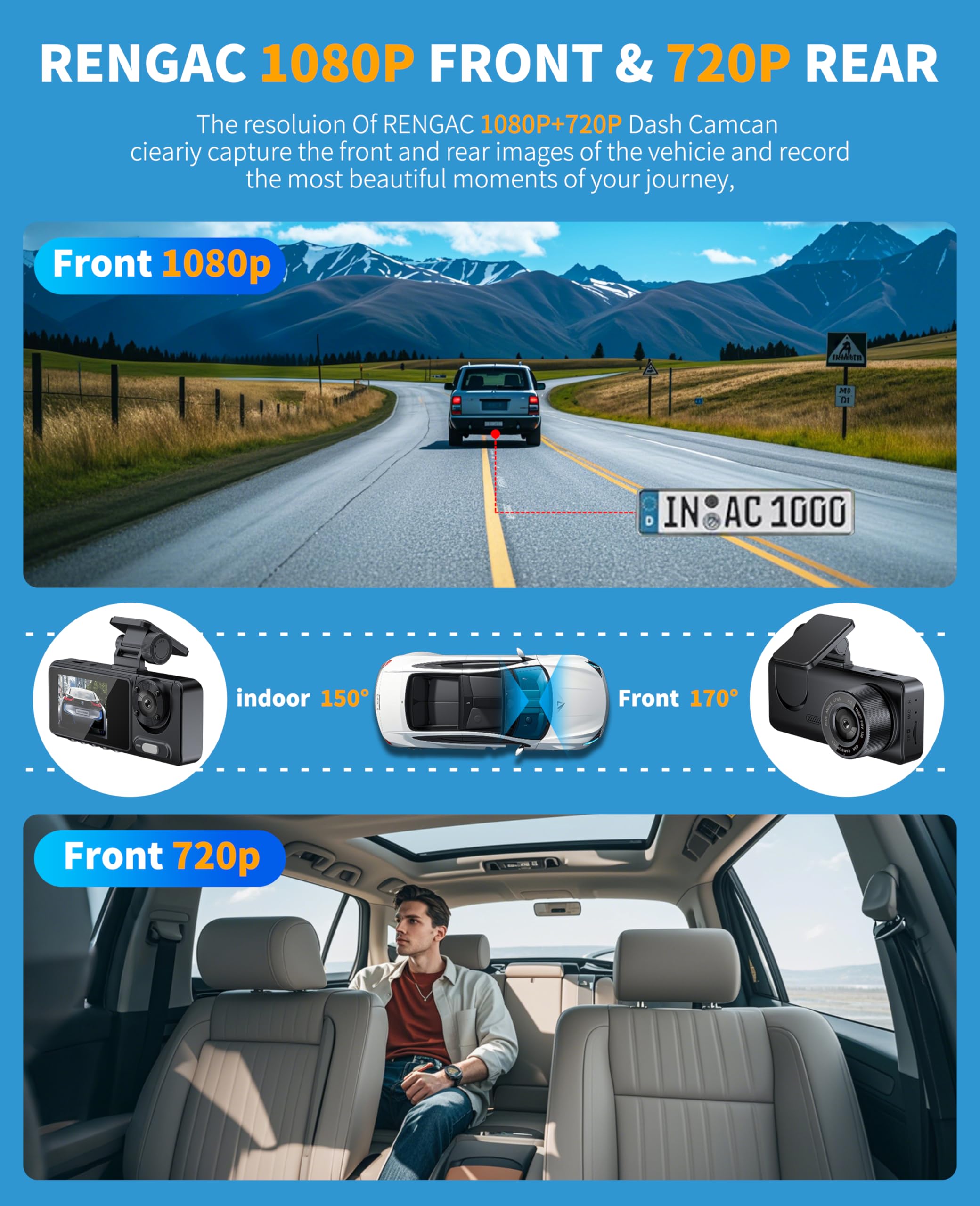 Foto 3 | Dash Cam Fotn S16 Frontal De Doble Canal Wifi 1080p + 720p - Venta Internacional.
