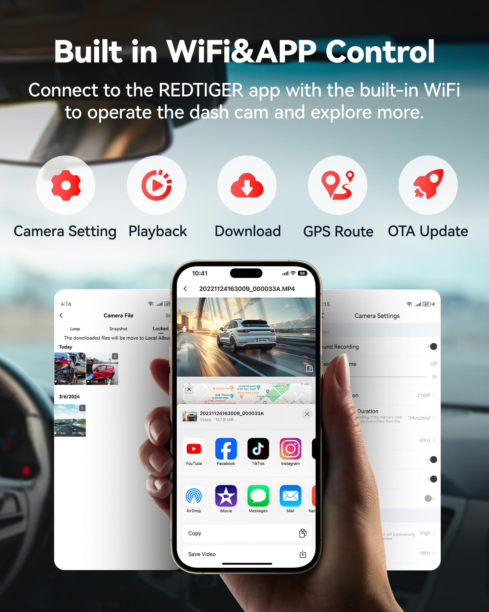 Foto 4 | Cámara De Salpicadero Redtiger F9 4k, Frontal Y Trasera 1080p, Wifi, Gps, 256 Gb - Venta Internacional.