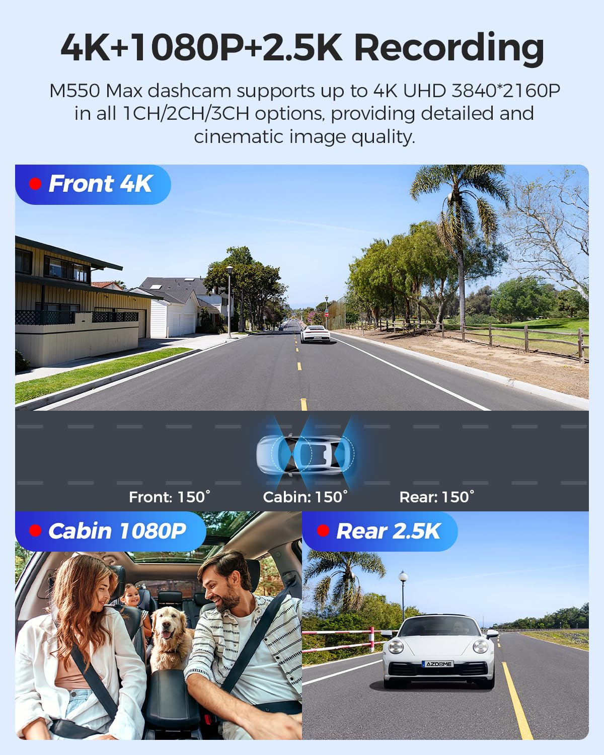 Foto 3 pulgar | Dash Cam Azdome M550 Max 4k+1080p+2.5k De 3 Canales Con Gps De 64 Gb - Venta Internacional.