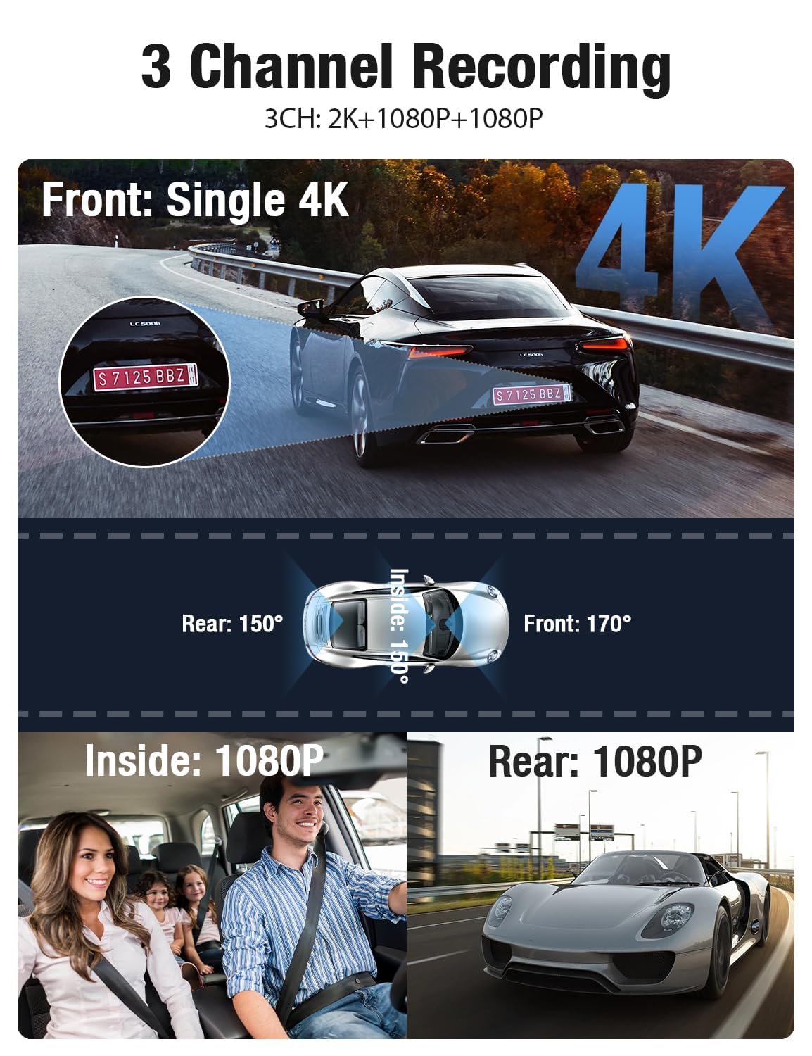 Foto 3 pulgar | Dash Cam Ombar 5g Wifi Gps De 3 Canales 2k+1080p+1080p Con 64 Gb - Venta Internacional.