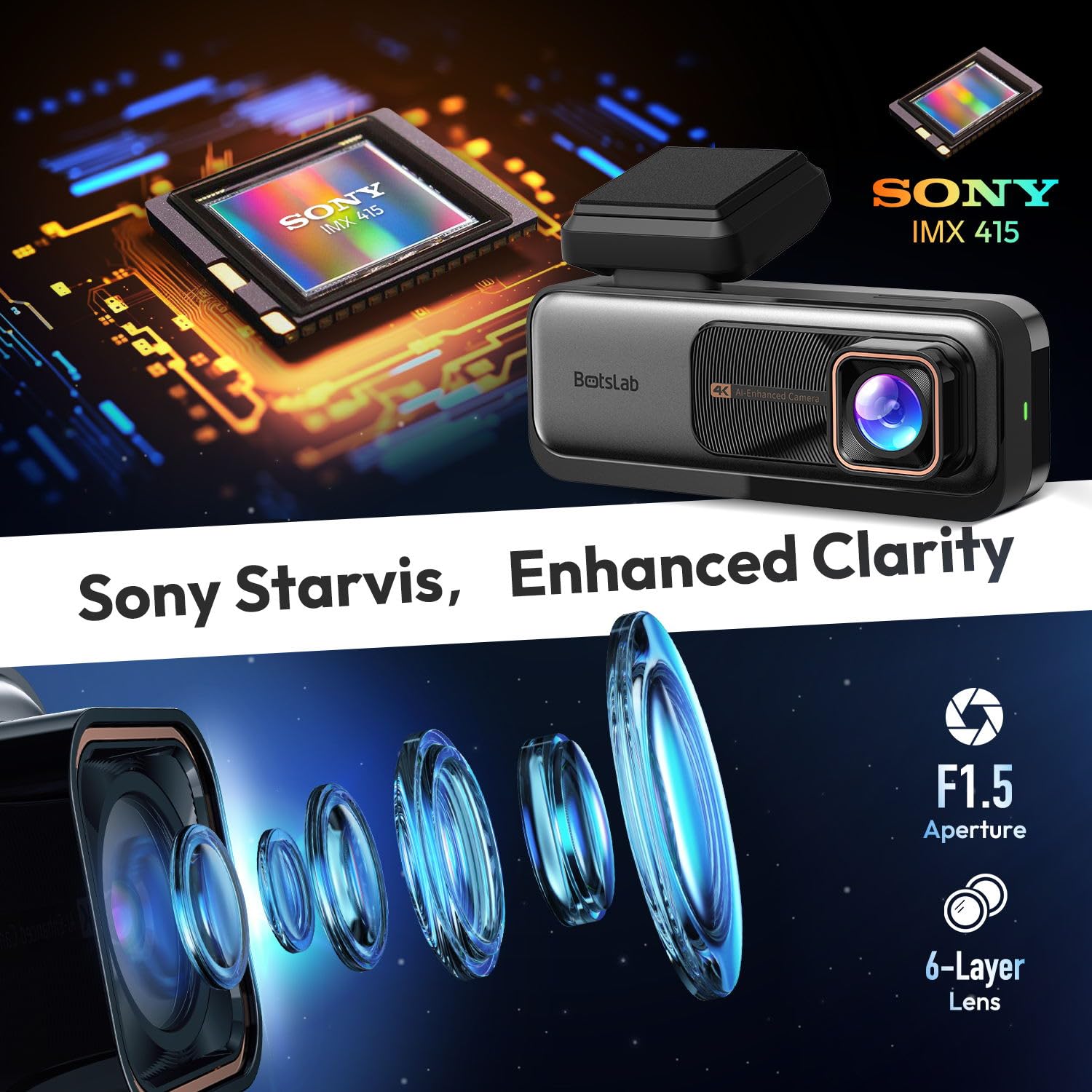 Foto 6 pulgar | Dash Cam Botslab 4k Con Sensor Sony Imx415 Delantero Y Trasero - Venta Internacional.