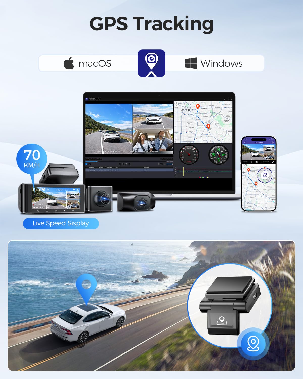 Foto 7 pulgar | Tarjeta Dash Cam Azdome M550 De 3 Canales 4k+2.5k Wifi Gps De 64 Gb - Venta Internacional.