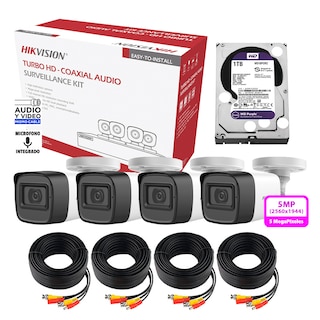 Foto 2 | Hikvision Kit Turbohd 5 Megapixel 4 Cã¡maras Micrã³fono Hdd 1tb Hik5mpslq-kit-1tb