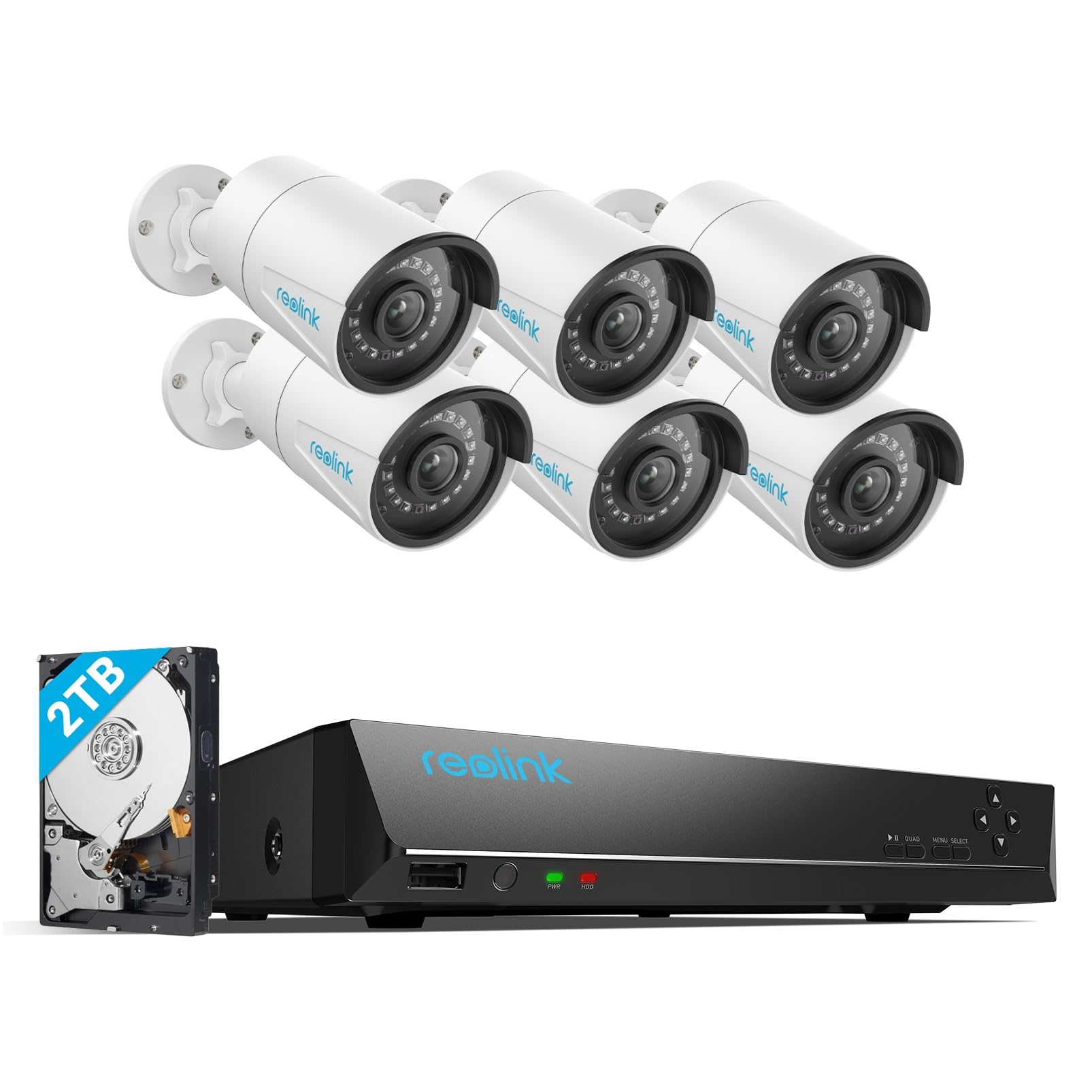 Sistema De Cámaras De Seguridad Reolink De 5 Mp Y 8 Canales Con 6 Cables Para Exteriores - Venta Internacional.