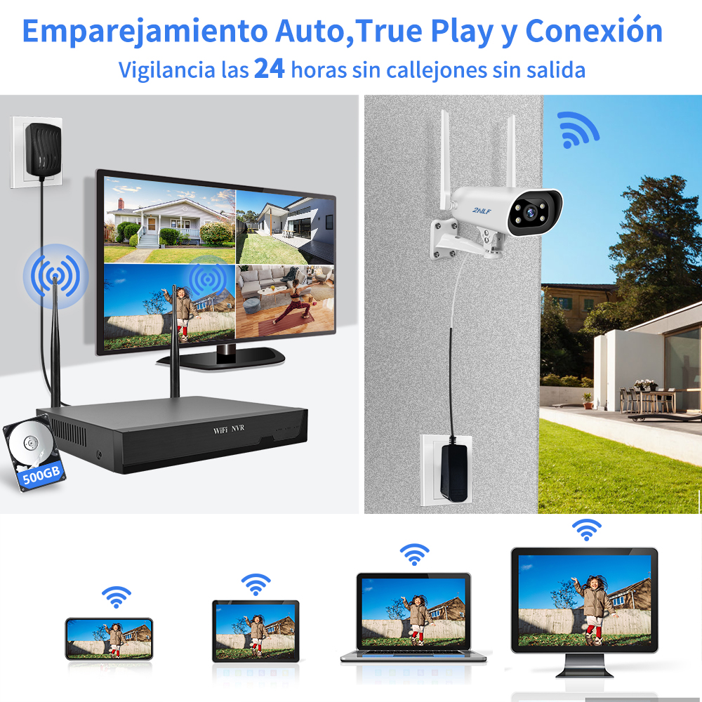 Foto 4 pulgar | 2nlf  Kit De Cámara De Vigilancia Exterior Disk 500gb Nvr