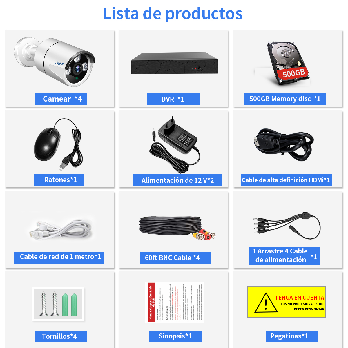 Foto 9 pulgar | 2nlf® Kit De Camaras Videovigilancia Cctv Hd 2mp Dvr 500gb