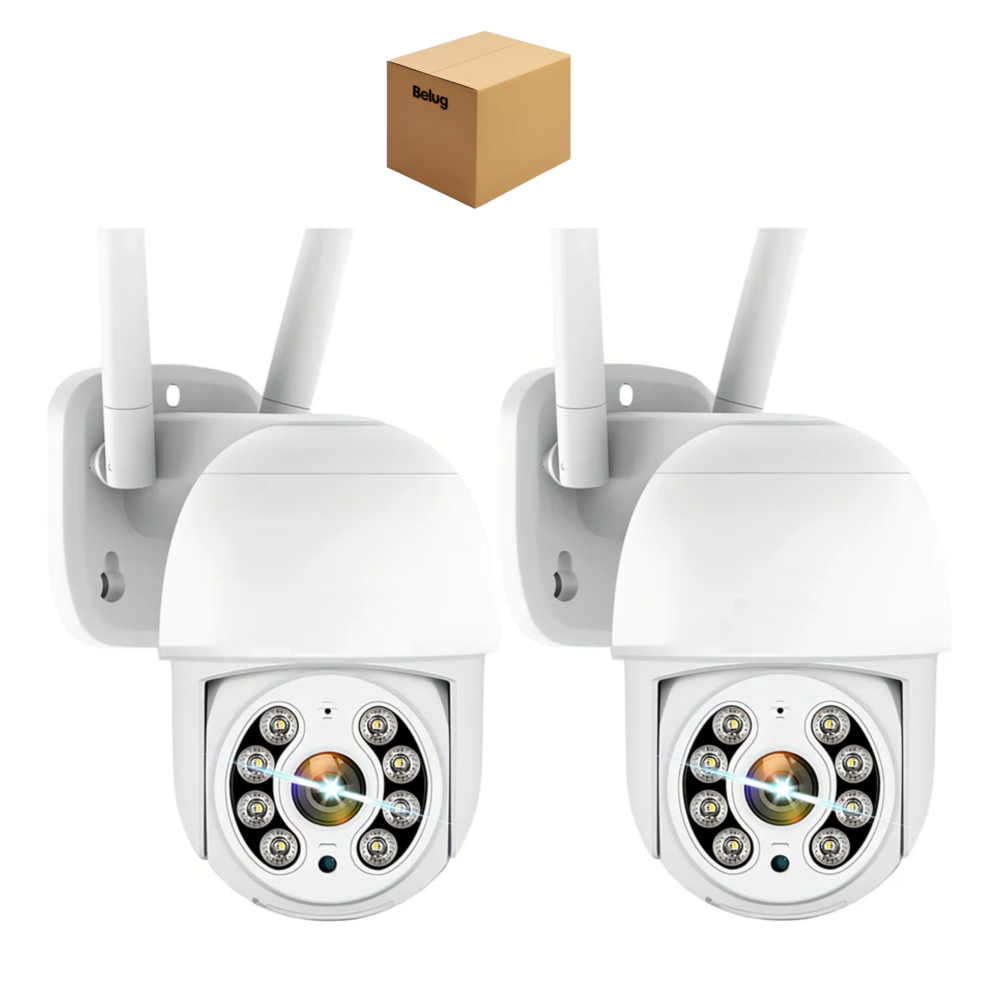 2pcs Cámaras De Seguridad Exterior Wifi Hd Ip Visión Alarma Belug  Color Blanco