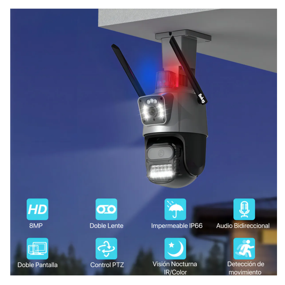 Foto 4 pulgar | Cámara De Seguridad Wifi Exterior 8mp Visión Nocturna Belug  Negra