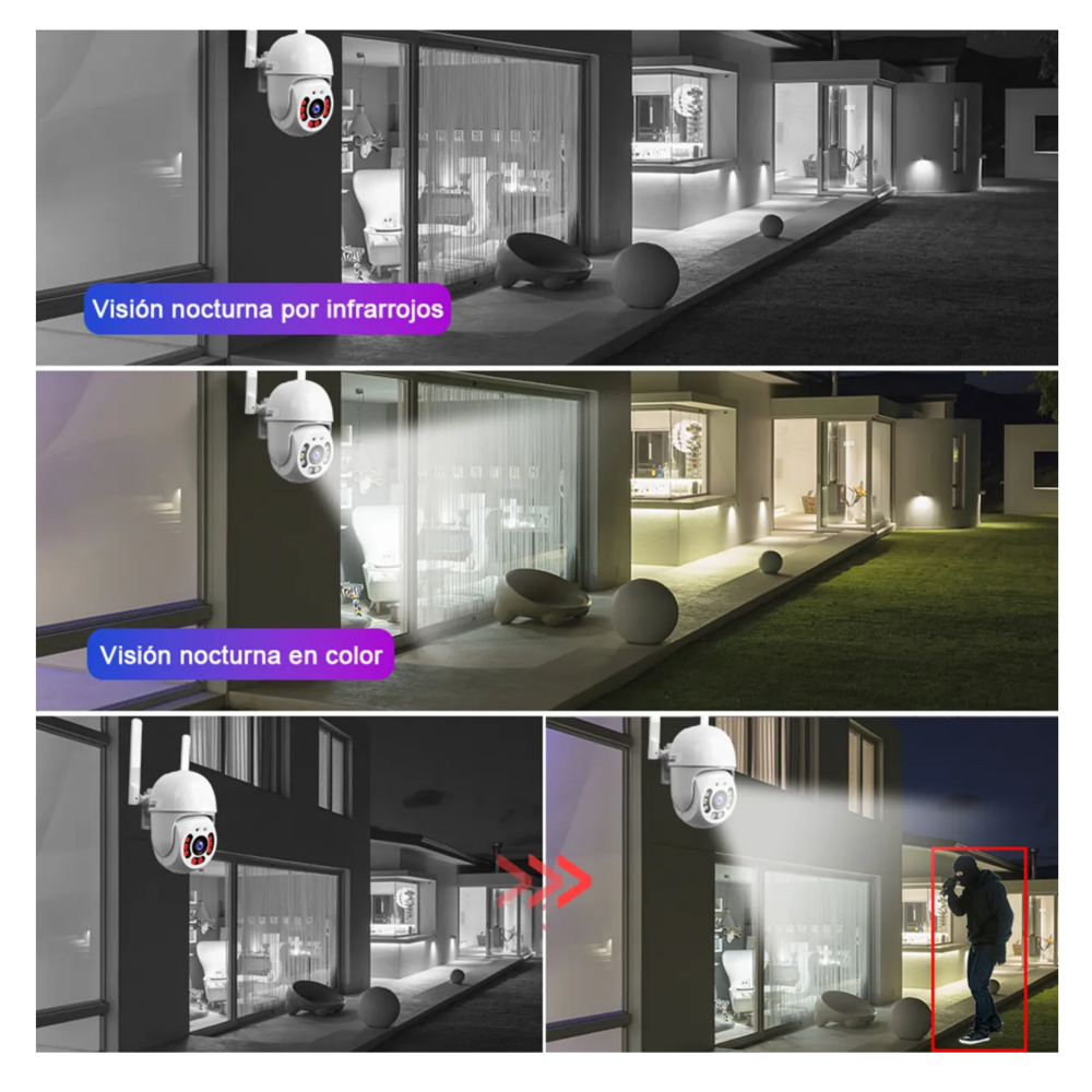 Foto 5 | 2pcs Cámara De Seguridad Exterior Wifi Visión Nocturna 3mp Belug   Blancas