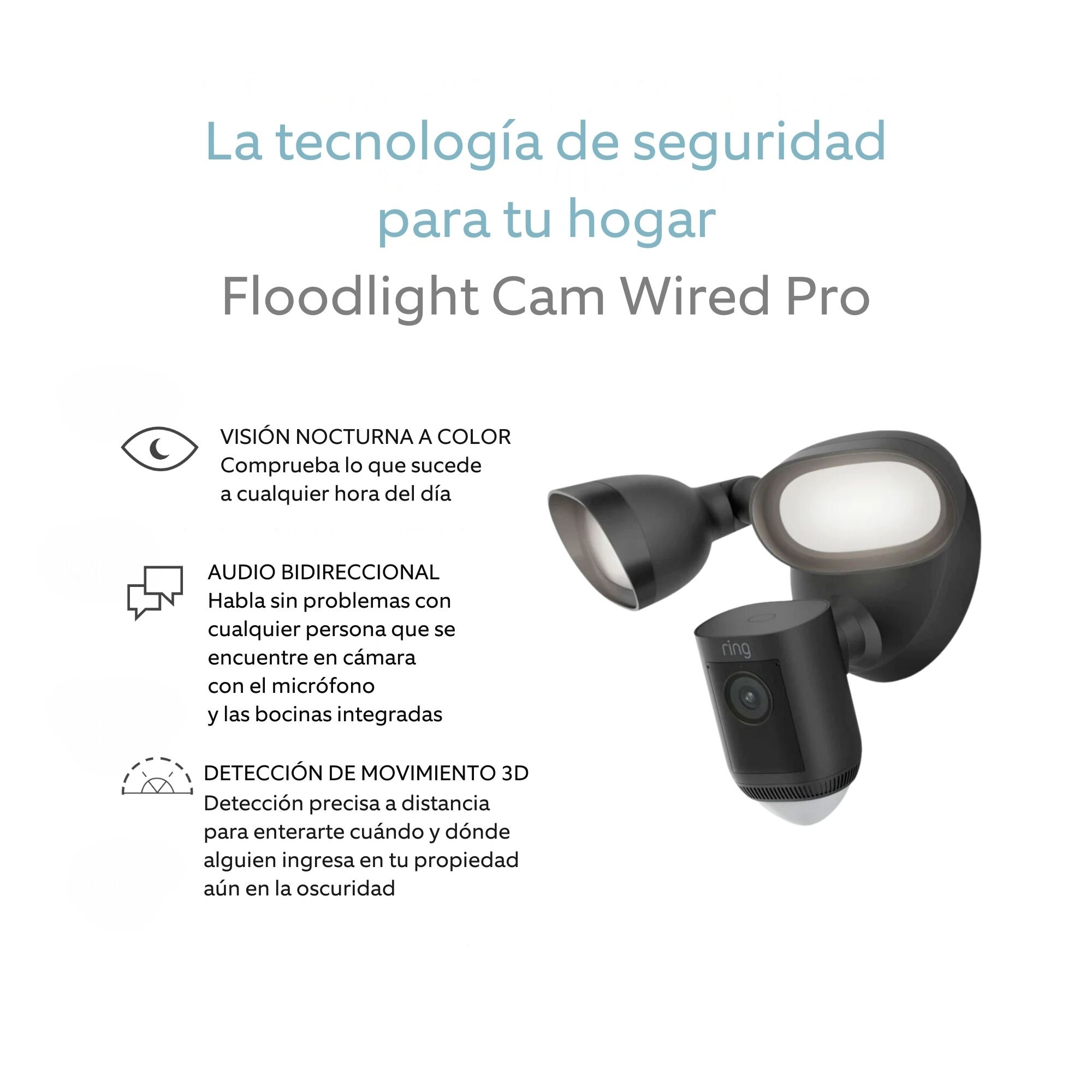 Foto 4 pulgar | Cámara De Seguridad Exterior Con Reflectores Y Sirena Cableada Ring Pro Color Negro