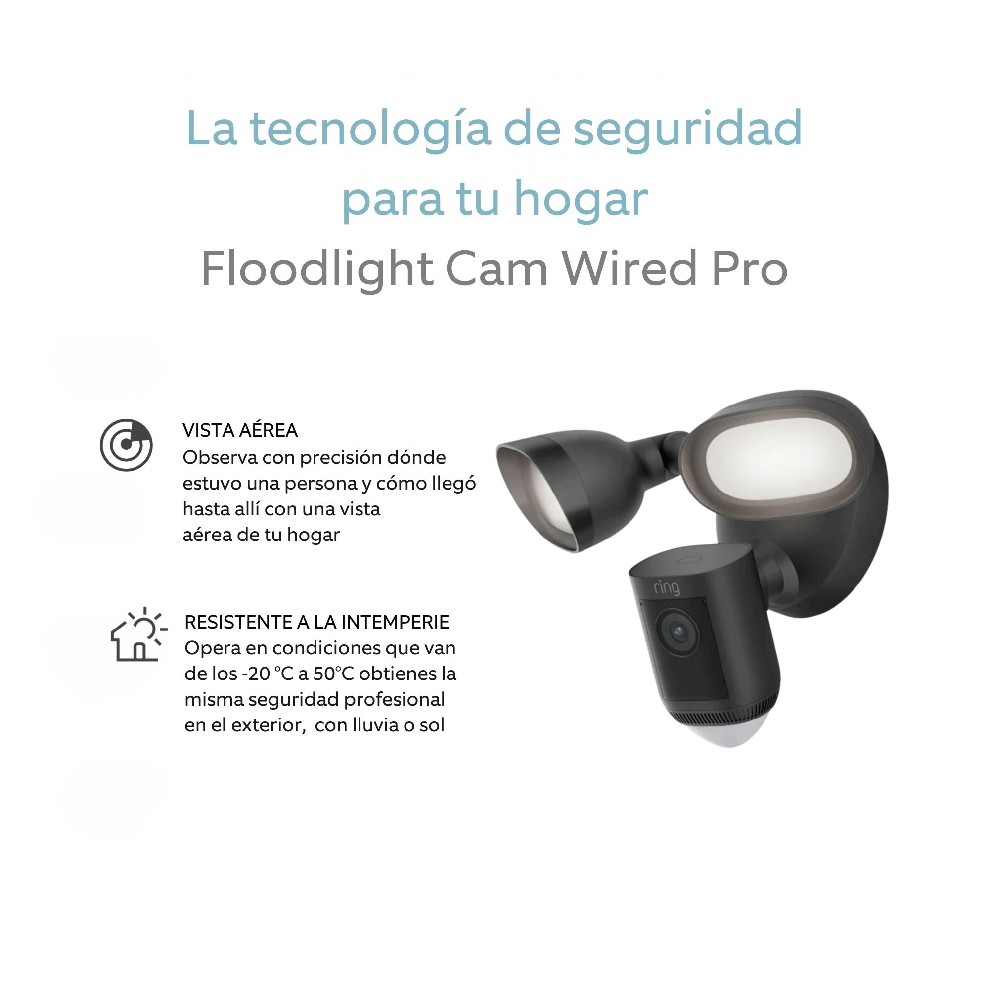 Foto 5 pulgar | Cámara De Seguridad Exterior Con Reflectores Y Sirena Cableada Ring Pro Color Negro