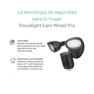 Foto 4 | Cámara De Seguridad Exterior Con Reflectores Y Sirena Cableada Ring Pro Color Negro