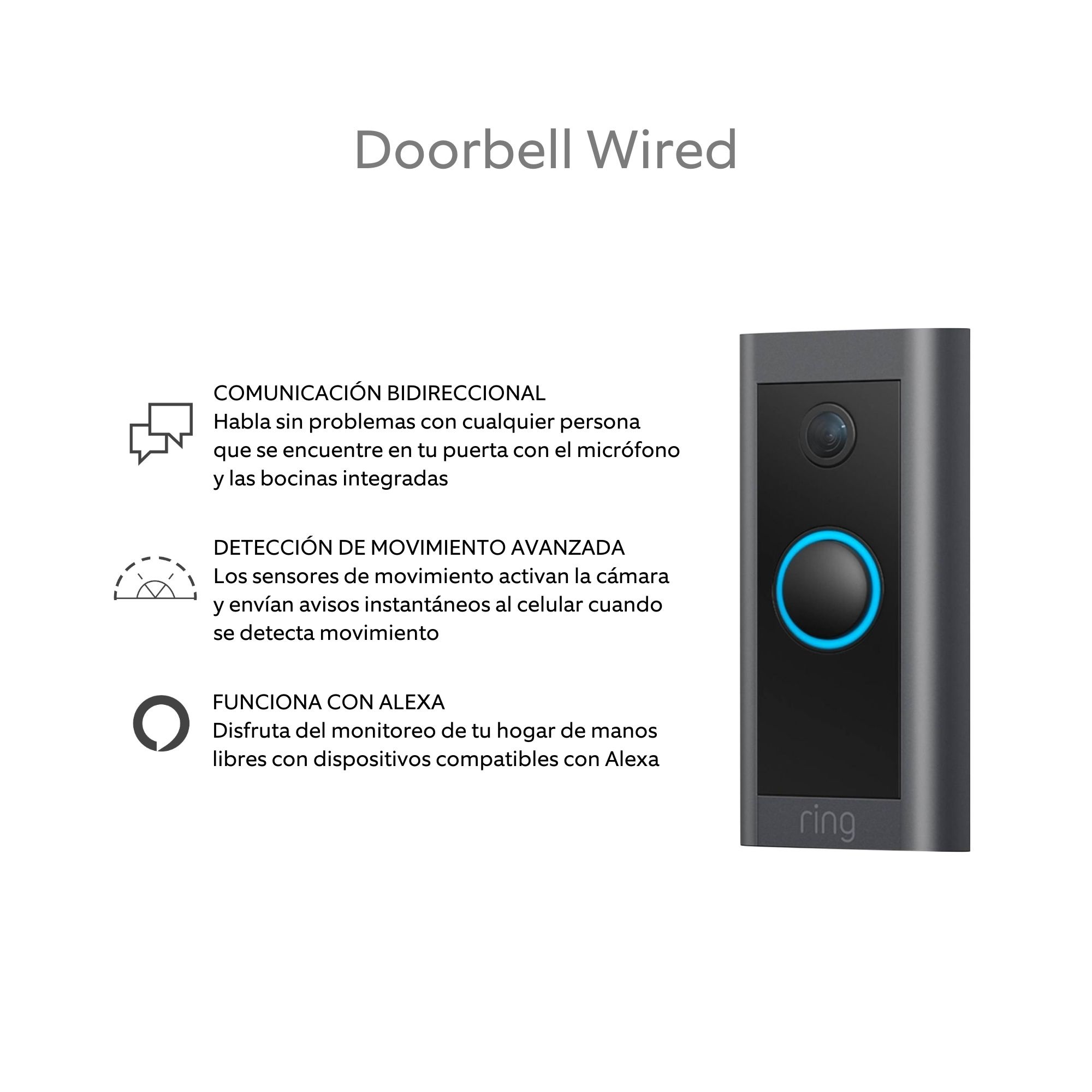 Foto 4 pulgar | Timbre Con Cámara Cableado Ring Con Adaptador De Corriente Color Negro