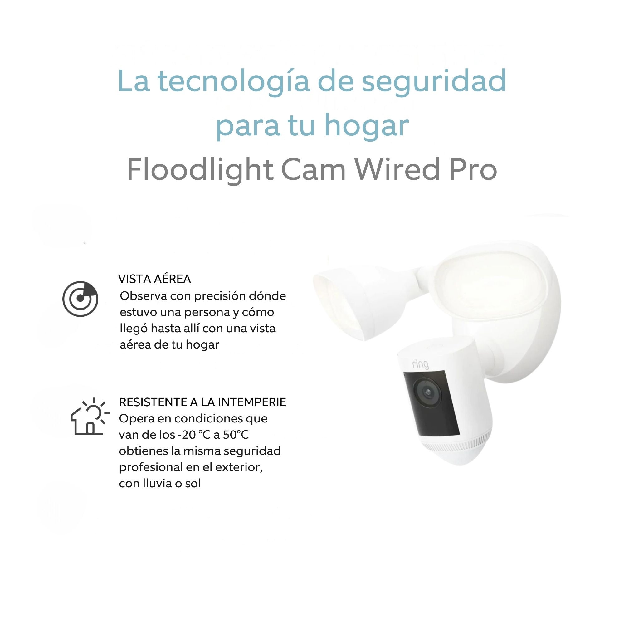 Foto 5 pulgar | Cámara De Seguridad Exterior Con Reflectores Y Sirena Cableada Ring Pro Color Blanco
