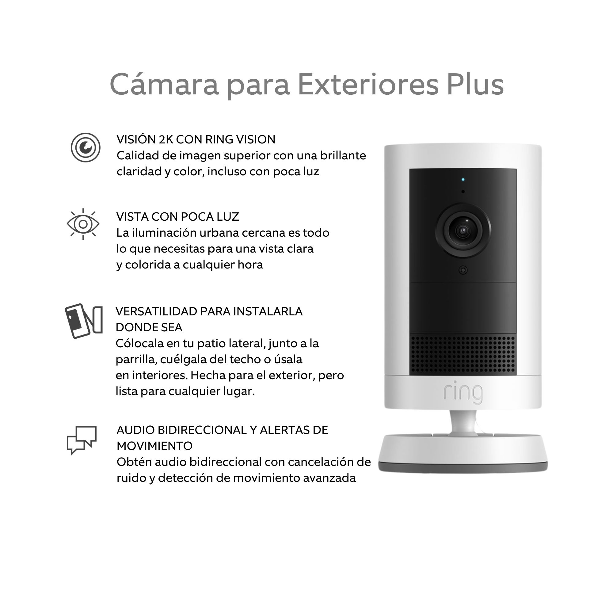 Foto 3 pulgar | Cámara Para Exteriores Ring Plus Color Blanco