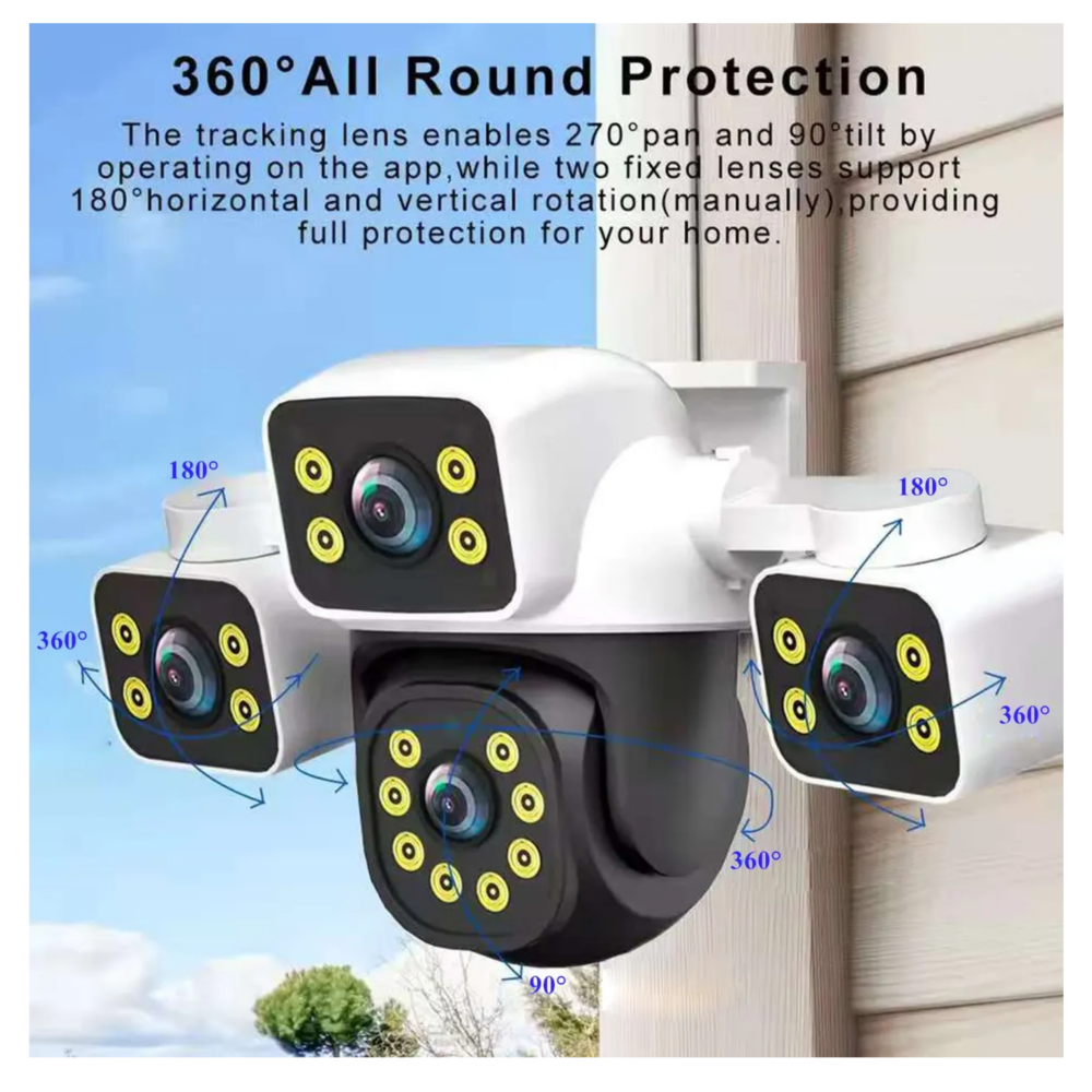 Foto 3 pulgar | Cámara de Seguridad Belug Wifi Exterior con 3 Lentes y Visión 360°