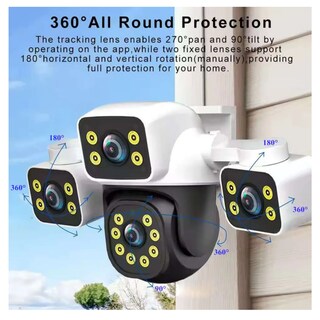 Foto 2 | Cámara de Seguridad Belug Wifi Exterior con 3 Lentes y Visión 360°