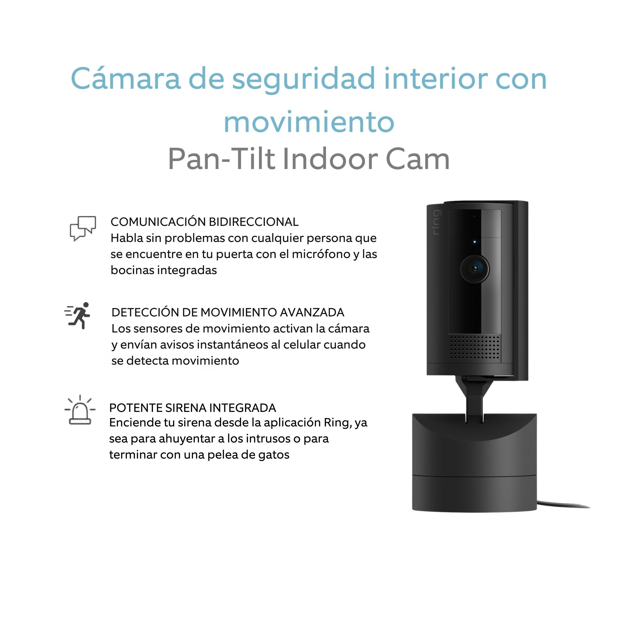 Foto 3 pulgar | Cámara De Seguridad Interior Con Movimiento Ring Color Negro