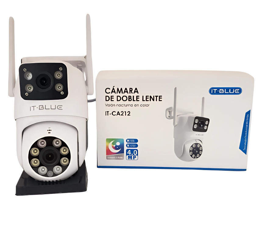 Cámara De Vigilancia Wifi Con Doble Lente 360º Con Visión Nocturna, Sensor de Movimiento, Alarma.