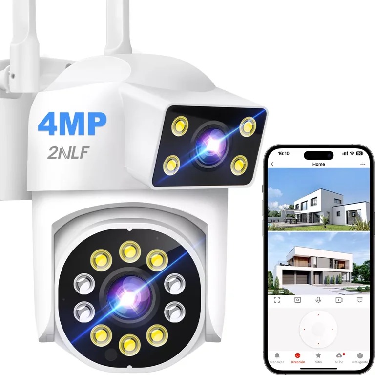 Foto 3 pulgar | Cámara De Vigilancia Wifi Con Doble Lente 360º Con Visión Nocturna, Sensor de Movimiento, Alarma.
