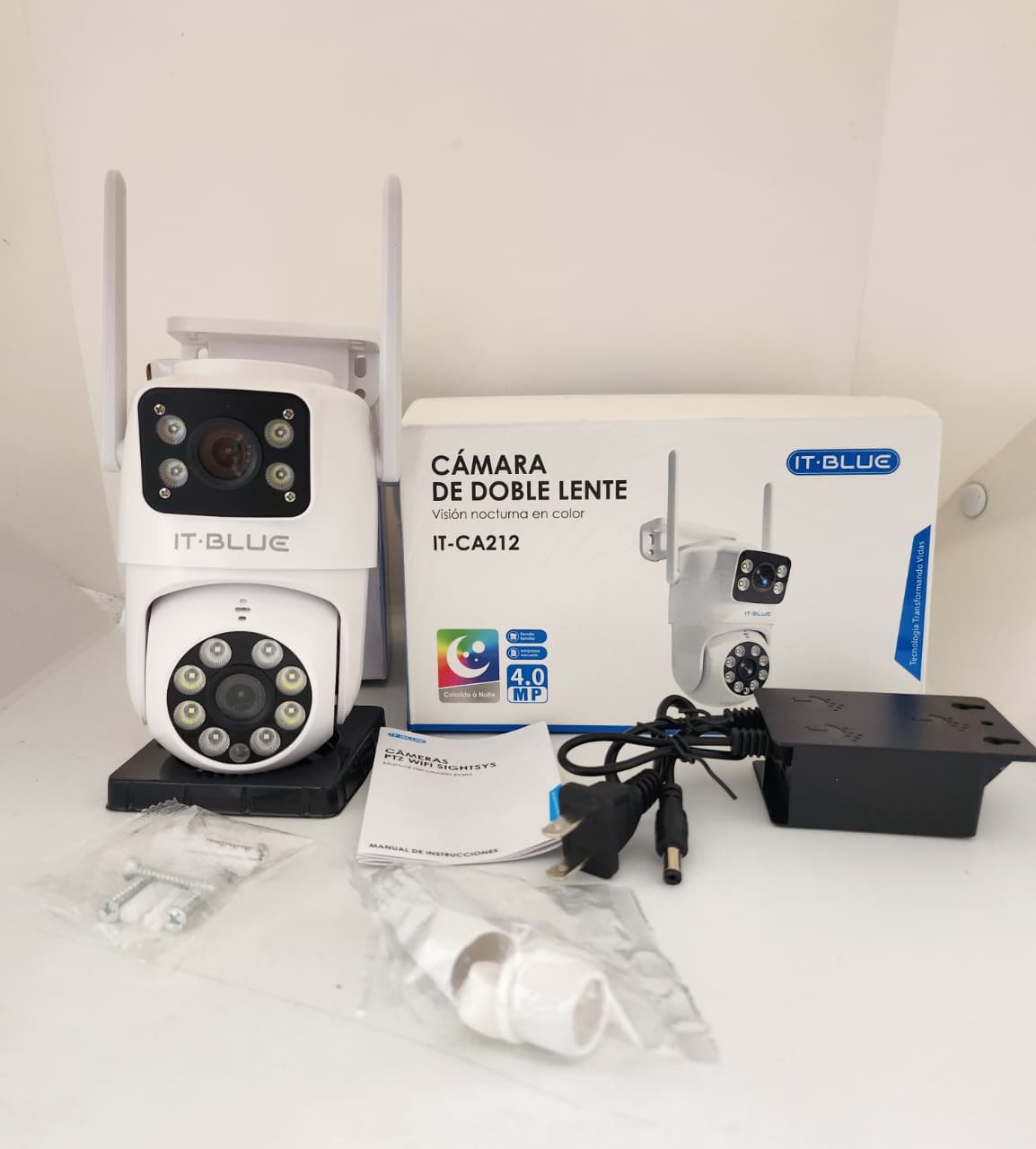Foto 6 pulgar | Cámara De Vigilancia Wifi Con Doble Lente 360º Con Visión Nocturna, Sensor de Movimiento, Alarma.