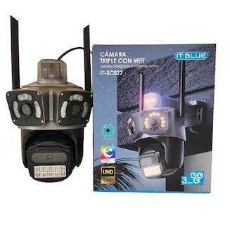 Foto 1 | Cámara de Vigilancia 360º Con Tres Lentes, Wifi, Con Sensores Inteligentes Visión Nocturna.