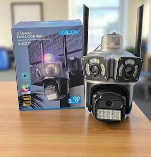 Foto 2 | Cámara de Vigilancia 360º Con Tres Lentes, Wifi, Con Sensores Inteligentes Visión Nocturna.