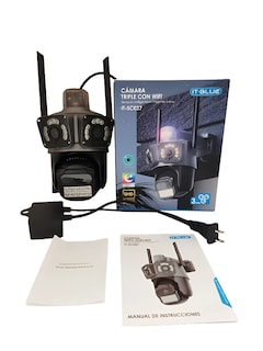 Foto 3 | Cámara de Vigilancia 360º Con Tres Lentes, Wifi, Con Sensores Inteligentes Visión Nocturna.