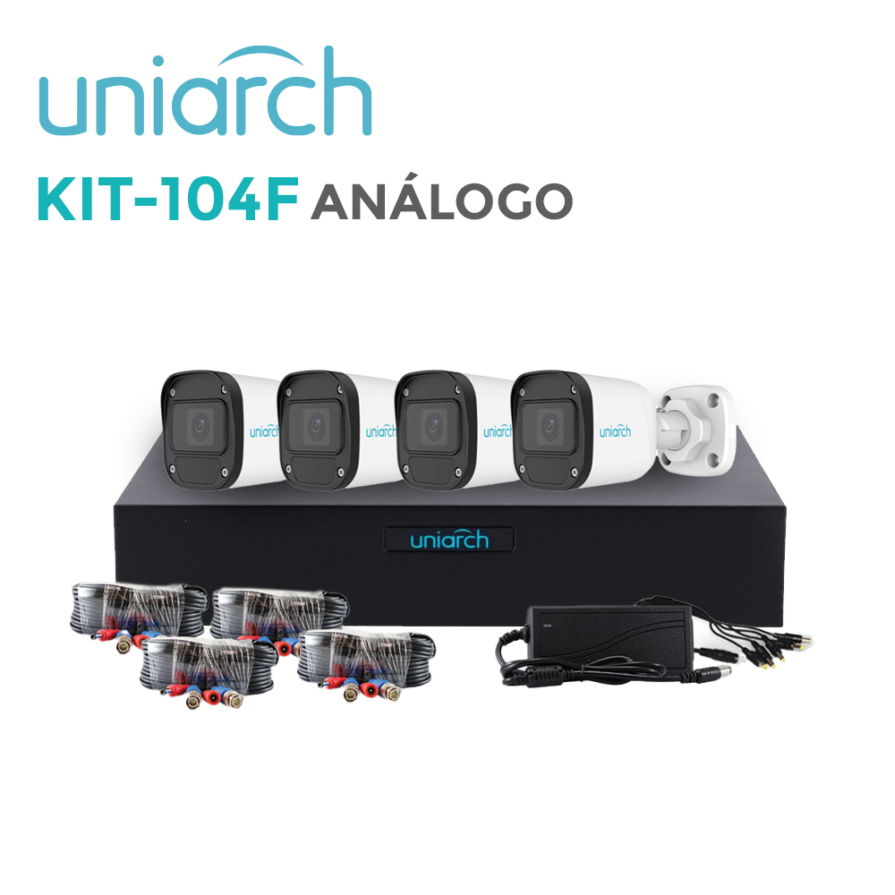 Kit De Vigilancia Uniarch 4 Cámaras Bala Interior/exterior Grabador Dvr 4 Canales Hd + 2 Ip