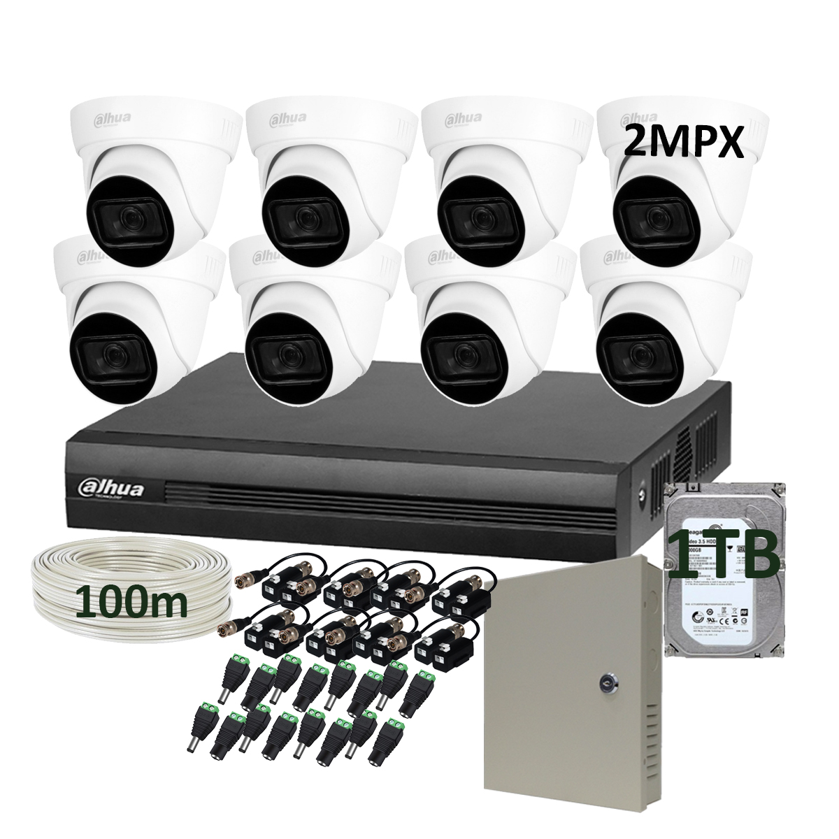 Foto 2 pulgar | Kit Cctv 8 Cámaras de Seguridad Dahua 2mpx Micrófono Integrado/ 1tb color Blanco