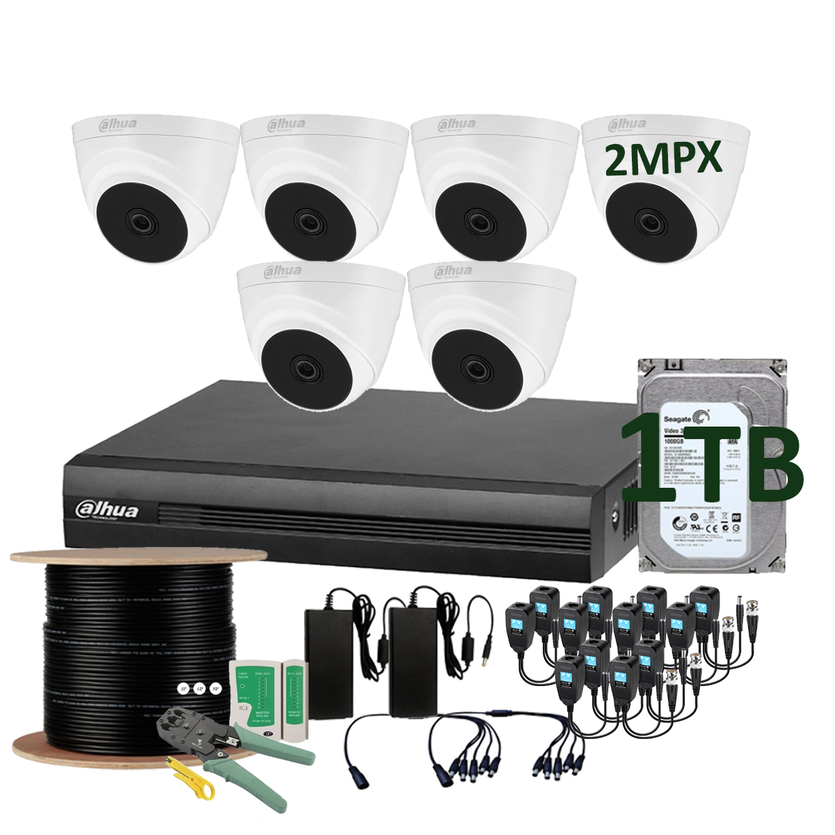 Foto 1 | Kit Cctv 6 Cámaras de Seguridad Circuito Cerrado Domo Dahua 2mpx Full HD