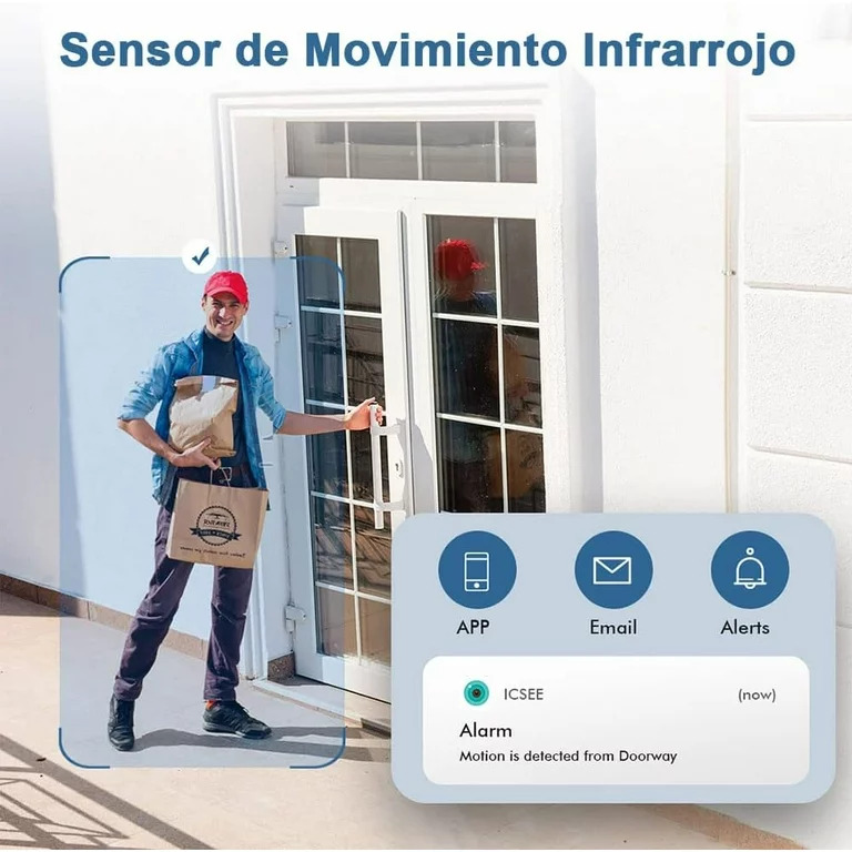 Foto 4 pulgar | Cámara de Seguridad Wifi N8-200w  Luz Led Ip Resiste Lluvia para Exteriores con Movimiento 360''ns Tech